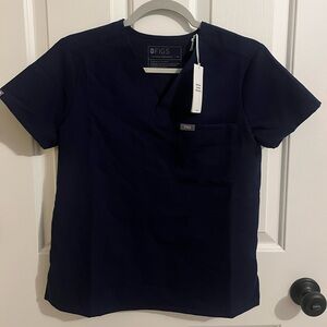 Figs Deep Blue Scrub Top